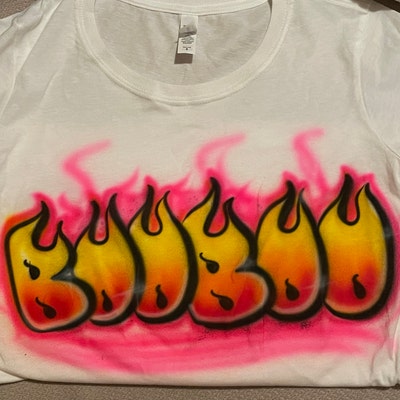 Airbrush Flaming Name Design T Shirt - Etsy