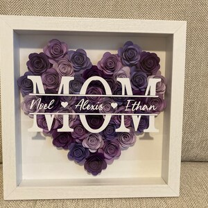 Mom Shadowbox With Flowers/personalized Shadowbox W Names/mother's Day ...