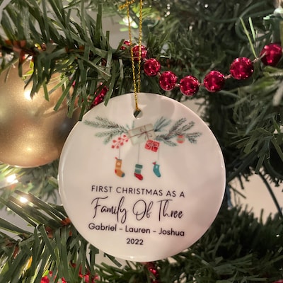 Family of Three Christmas Ornament, Custom New Family Ornament, Baby's ...