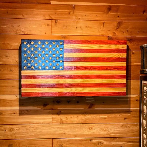 Rustic Flag (sizes 26x14 to 60x33), Customizable, Wooden Flag, Medium ...