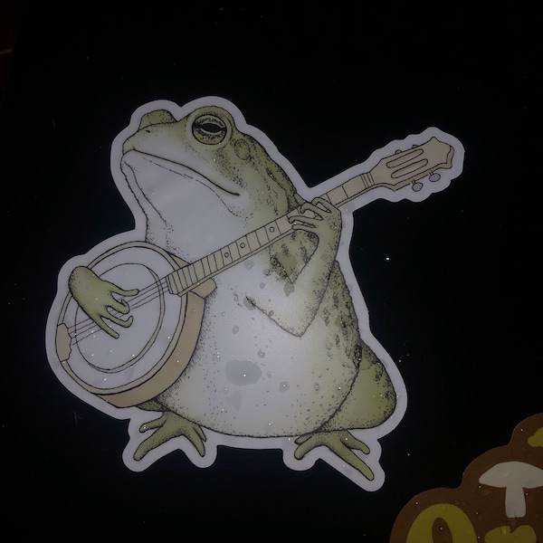 Bluegrass Vinyl Sticker - Banjo Frog Bumper Sticker - Waterproof Water ...