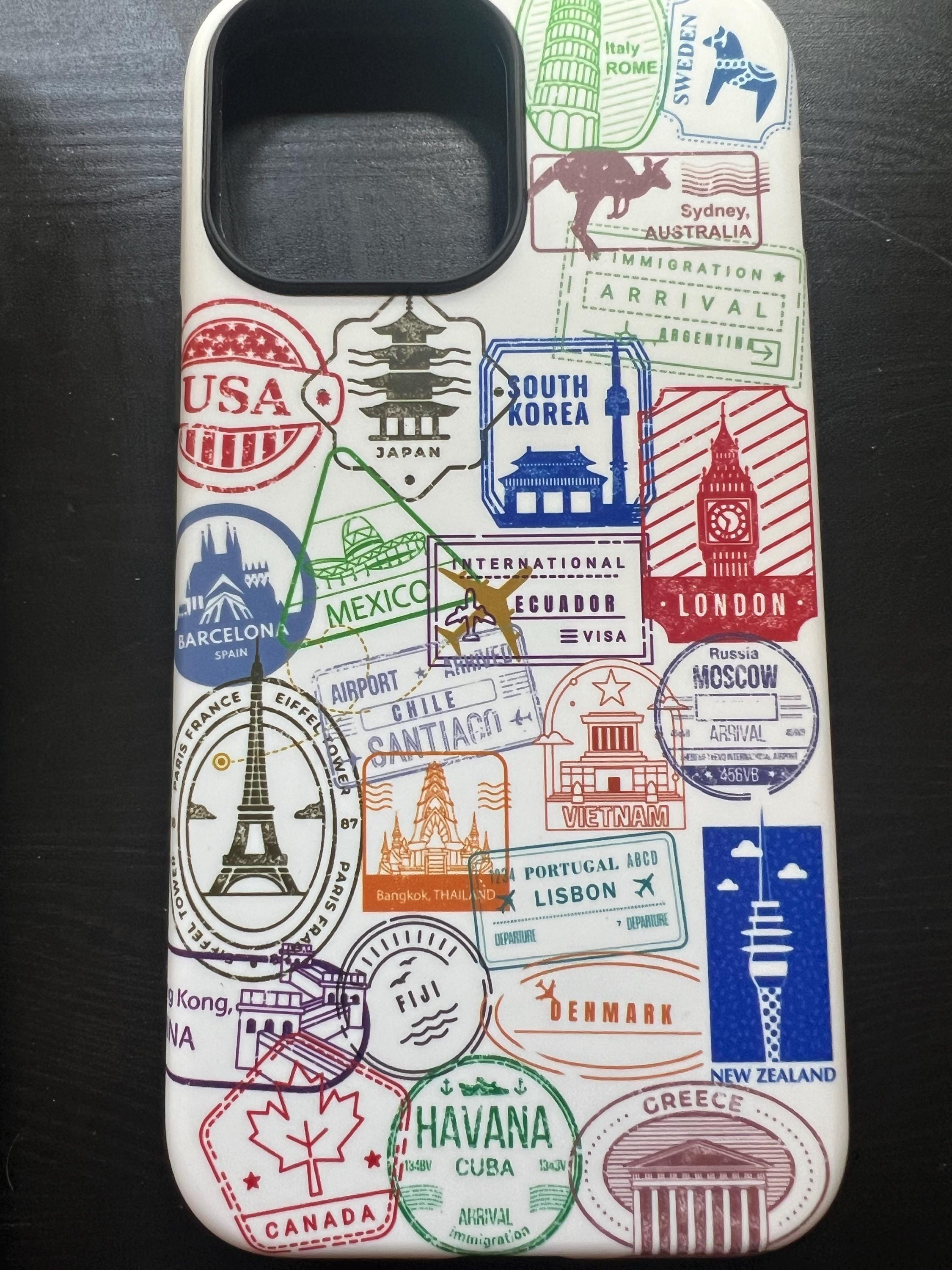 Create Your Own Travel Country Passport Stamp Travel Phone Case, For iPhone 13 15 14, Travel the World, Traveling Quote, Cute Thin Silicone,