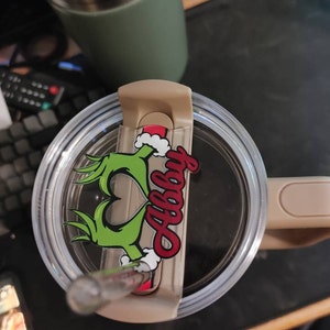 Stanley Cup Name Plate, Stanley Name Tag, Personalized Tumbler Name Tag,  Stanley Topper, Stanley Accessories, Grinch Name Plate, Grinch 