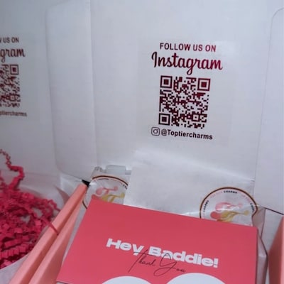 Follow Us on Instagram QR Code Sticker Metallic Foil Social Media