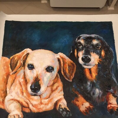Hand Painted Custom Dog Oil Painting paint Pet or Animal From Photo