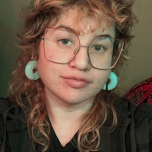 Dark Seafoam Green Faceted Glass Double Flare Plugs