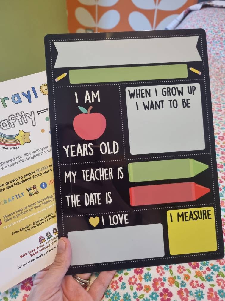 First Day of School Sign, Starting School Gift, Personalised Photo Prop Keepsake, School Chalkboard, Nursery Preschool Age Milestones