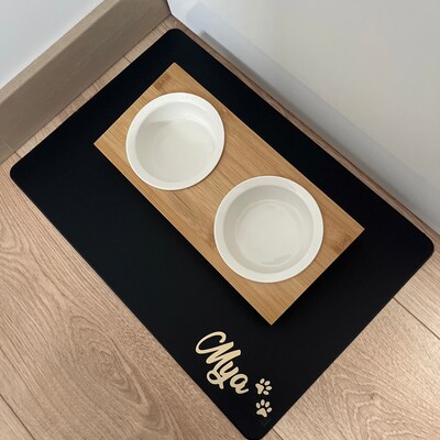 Tapis Gamelle Chien/chat 60x40 Cm - Terre De Diatomée Super Absorbant - Antidérapant, Lavable, Séchage Rapide - 12