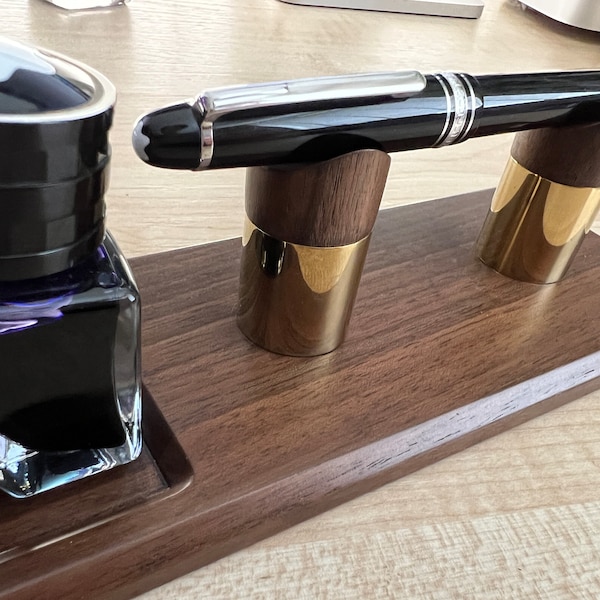 Wood Fountain Pen Rest With Ink Division: Desk Organizer - Etsy