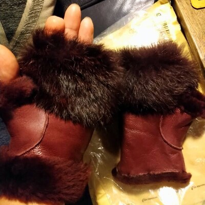 black fox fur slides