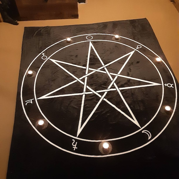 Planetary Heptagram | Ritual Circle Floor Cloth | Black - Etsy