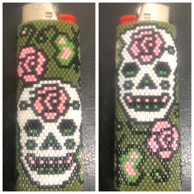 Bead Pattern Peyote(lighter Cover)-sugar Skull Rose - Etsy