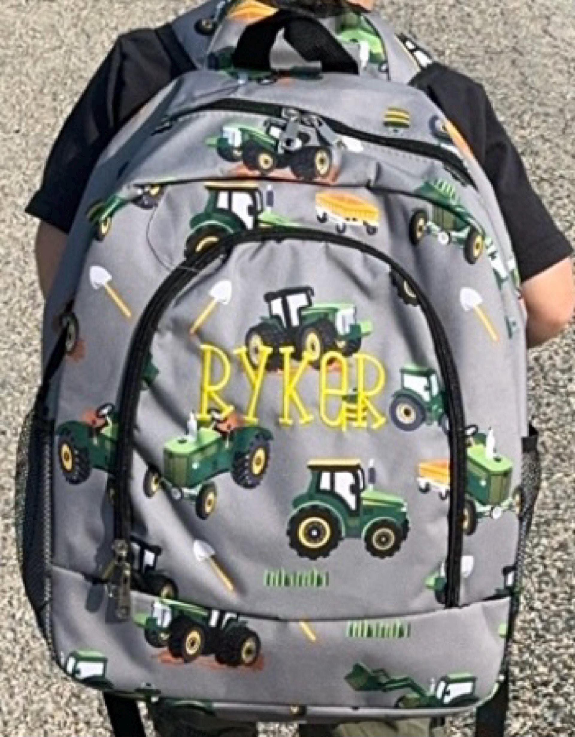 Personalize Large Green Tractor Backpack, personalized gift, Monogram backpack, backpack, kid farm backpack, boy backpack, monogram backpack
