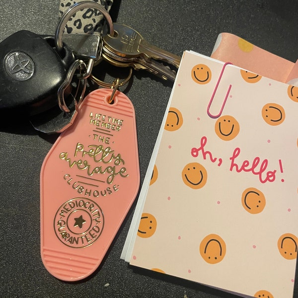The Pretty Average Clubhouse - Motel Keyring - Pink - Etsy