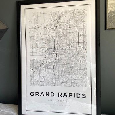 Grand Rapids Map Print, Grand Rapids Michigan, Michigan Street Maps ...