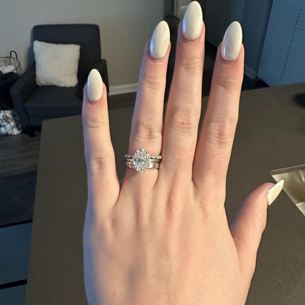 3CT Oval Cut Moissanite Bridal Ring Set Engagement Ring Set Three Ring ...