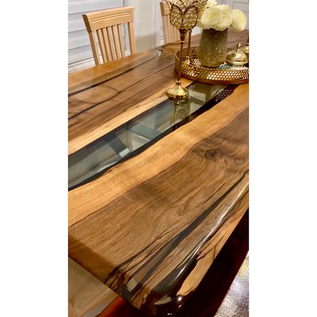 Mesa de madera de resina epoxi transparente piezas hechas a medida, wallnut  de resina epoxi, roble, arce, mesas de olivo -  España