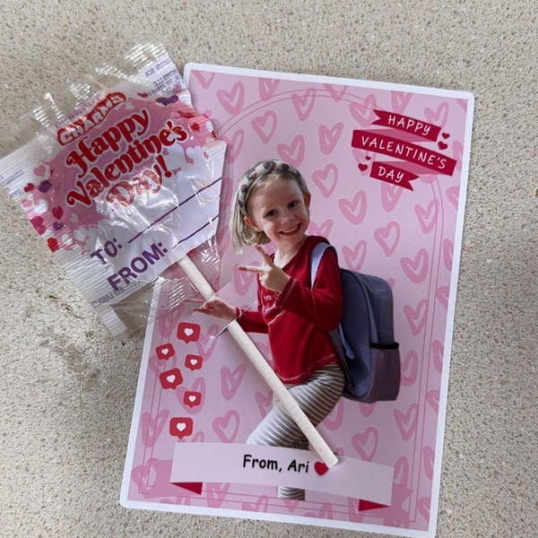 Printable Lollipop Valentines Card Classroom Photo Valentines Cards for