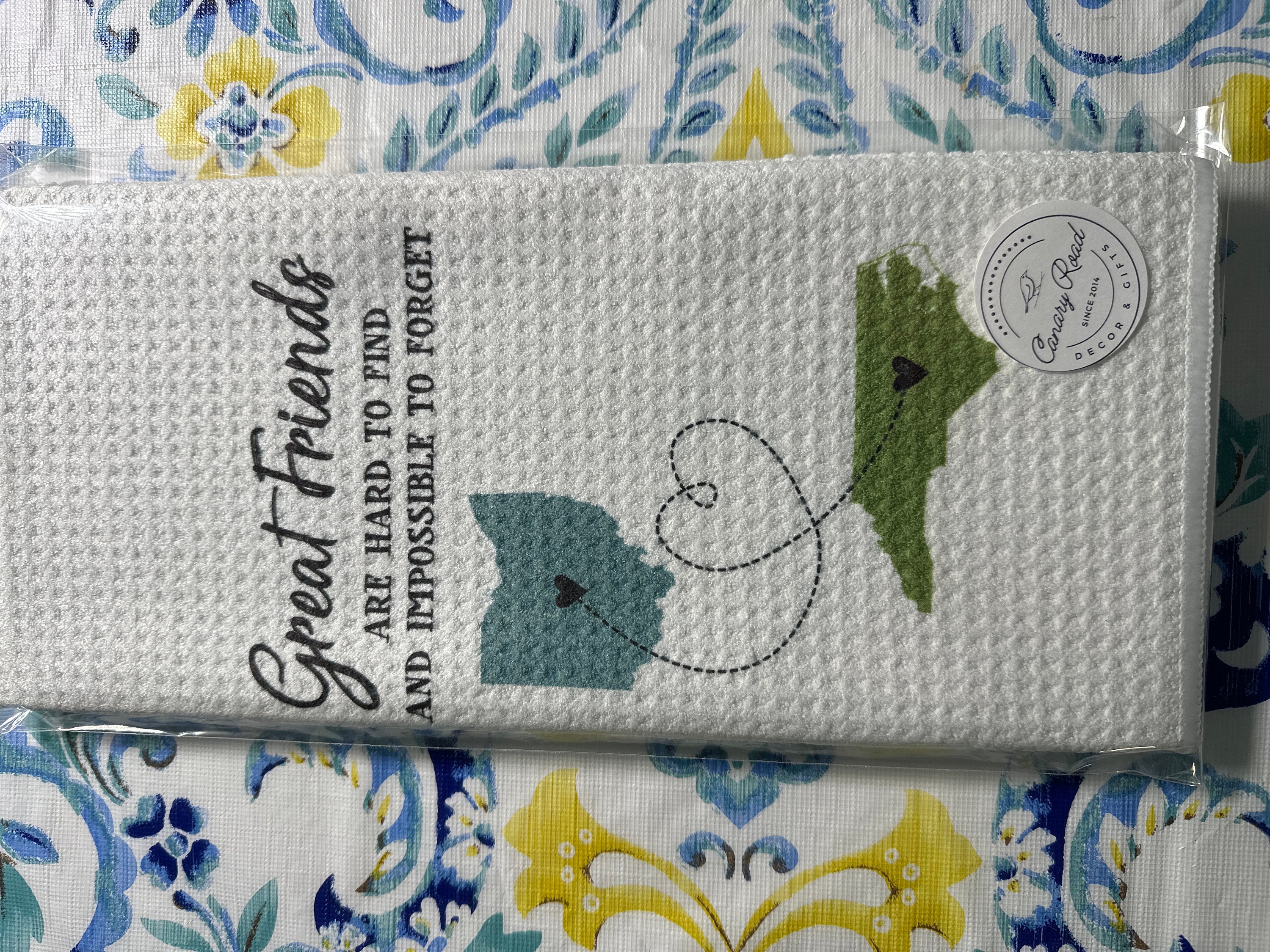 Long Distance Two State Friends Dish Towel | Personalized Kitchen Towel | Going Away Gift | Personalized Dish Towel | Gift For Friend