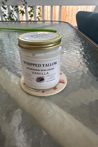 VANILLA Whipped Tallow Skin Cream Grass-Fed Tallow Face Moisturizer All Natural Non-Toxic Lotion Body Butter 2oz 4oz 9oz 16oz