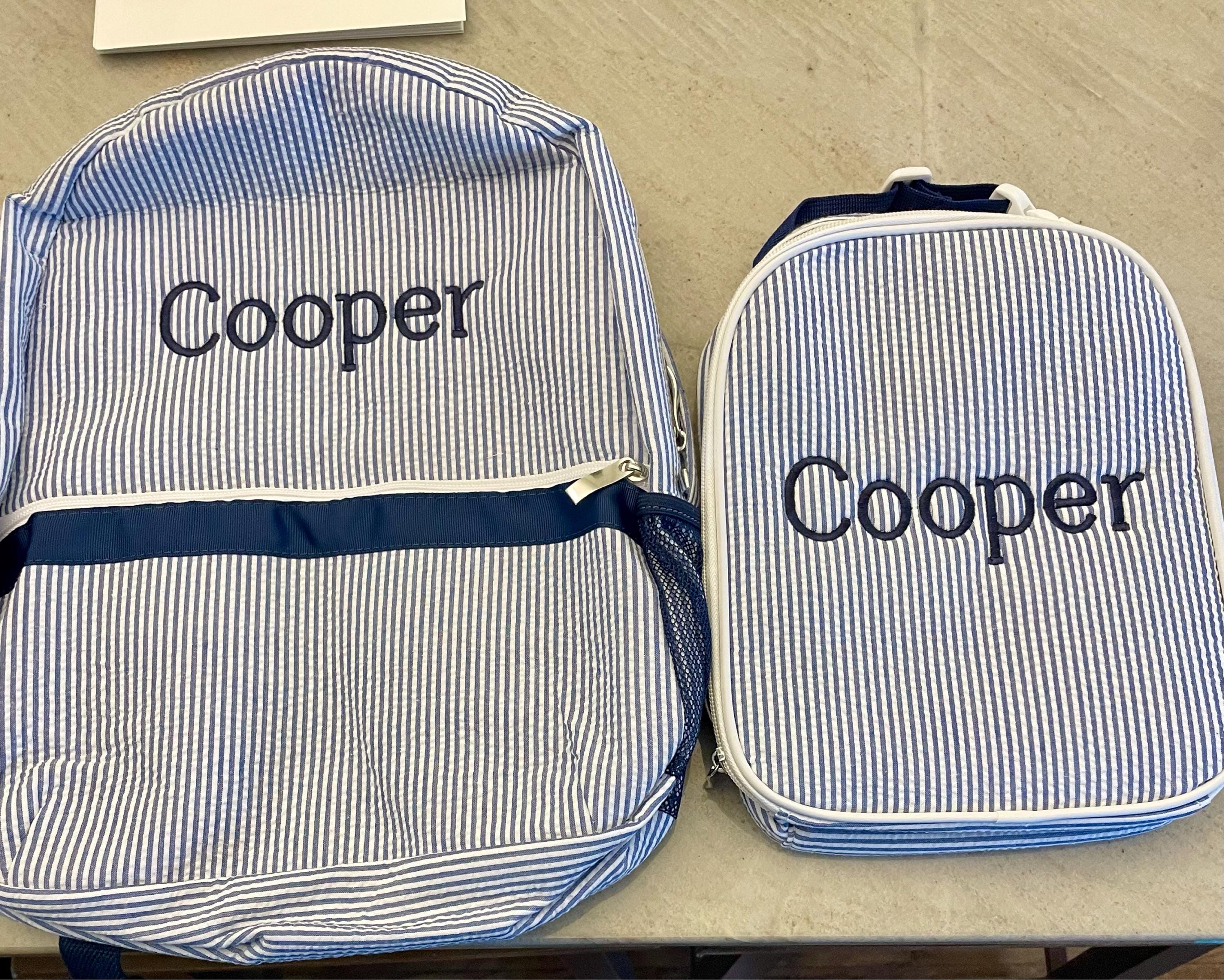 Monogrammed Seersucker lunch bag, Seersucker Lunch tote, Lunch bag, lunch bag with name, personalized lunch bag, monogrammed lunch box