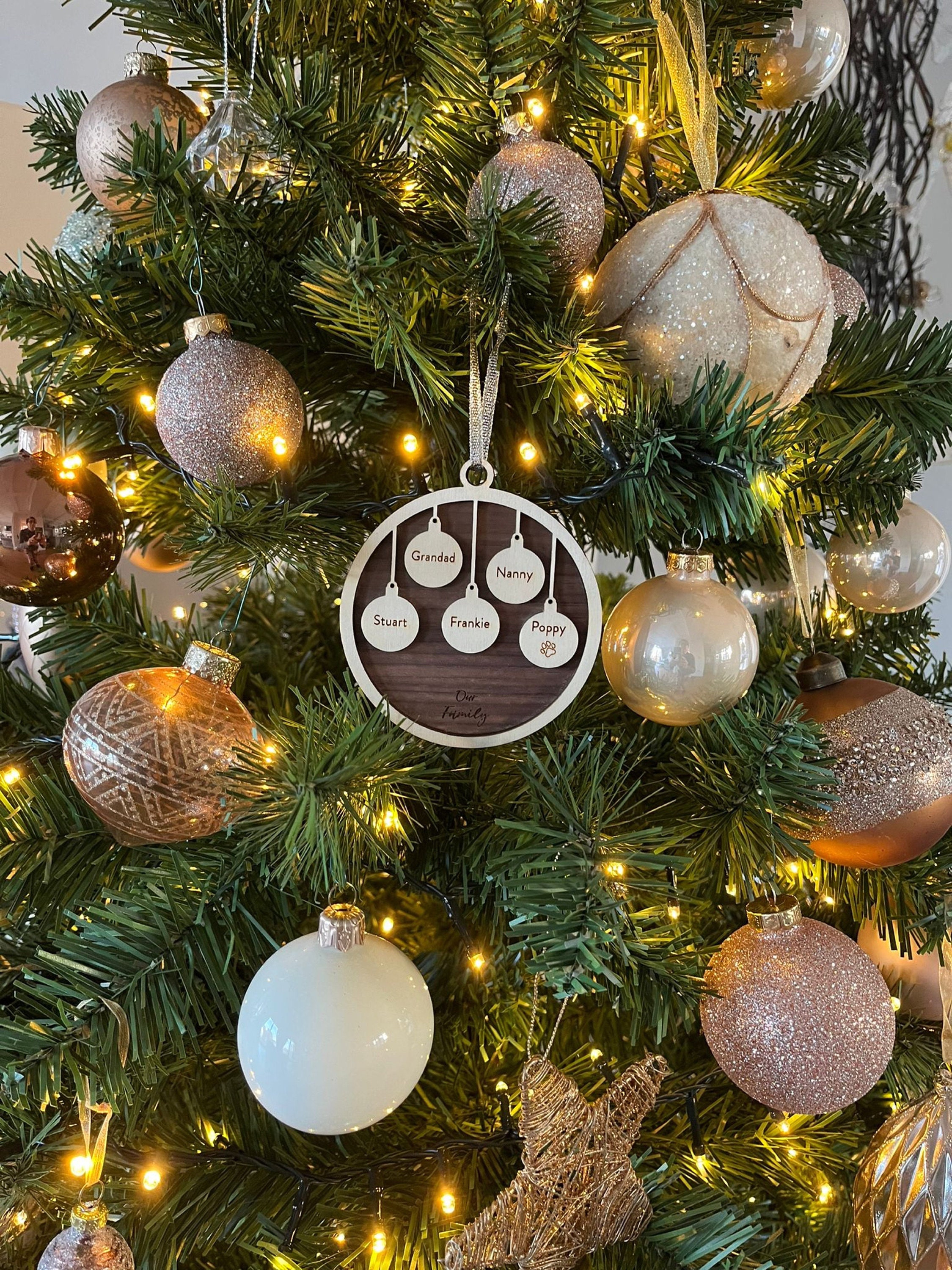 Personalised Family Christmas Ornament, Hanging Stockings, Custom, Family Gift Decor, First Family Christmas Decoration, Names, 2021 2022
