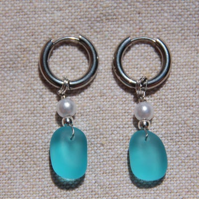 thumbnail image 2 of 10 Pieces 2mm Center Drilled Beach Sea Glass Beads – Big Holes – Jewelry Making 2 of 5