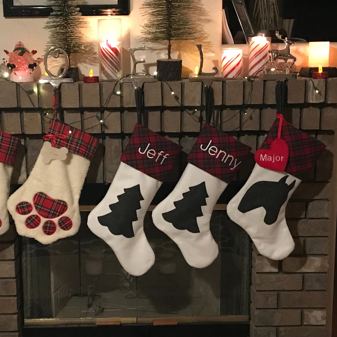 Customer photo of a pet with the Horse Christmas Stocking. Stocking Size