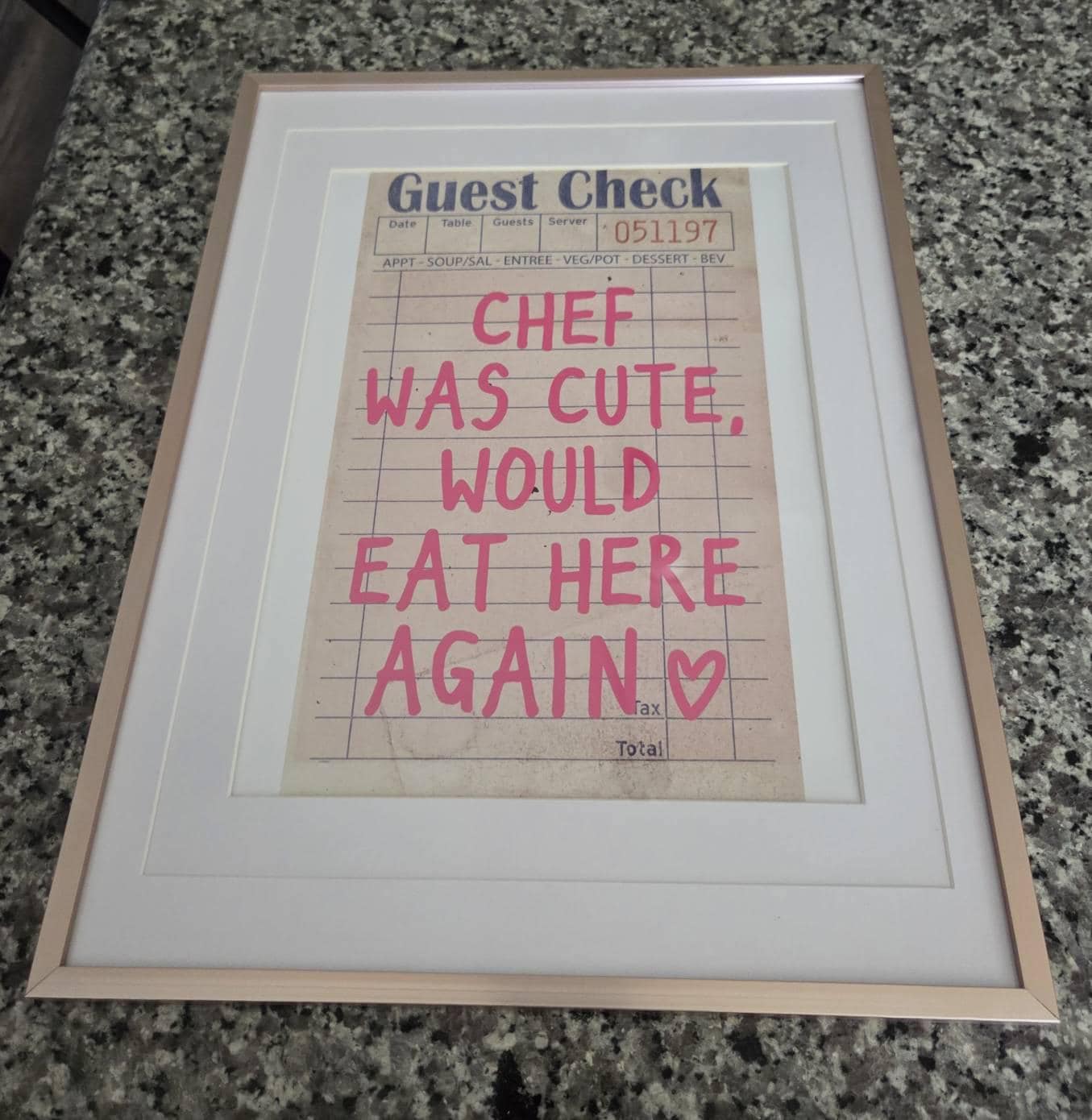 Chef Was Cute Guest Check Poster Trendy Wall Art Prints Kitchen Decor Shipped Wall Prints (Unframed) Apartment Prints And Posters Girly