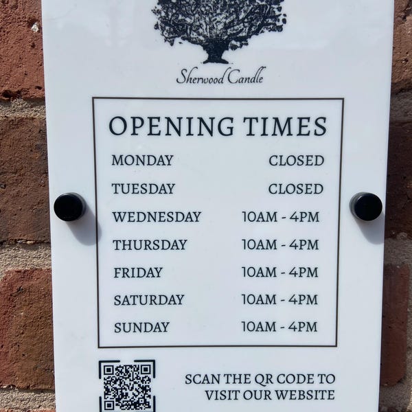 Custom Printed Acrylic Business Hours Sign, Personalised Shop Opening ...