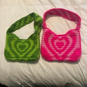 crocheted a powerpuff heart shoulder bag !! #crochet #crochetbag #croc
