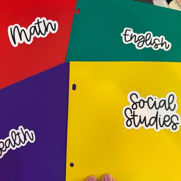 Subect Sticker Cursive Cursive, Handwritten Custom School Subject Stickers: Water-resistant ...
