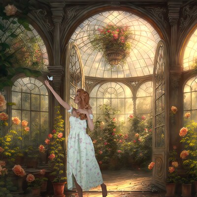 Dreamy Victorian Greenhouse Digital Background Background for - Etsy