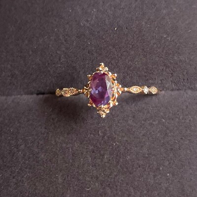 Vintage Alexandrite Engagement Ring Oval Cut Rose Gold Ring Art Deco ...