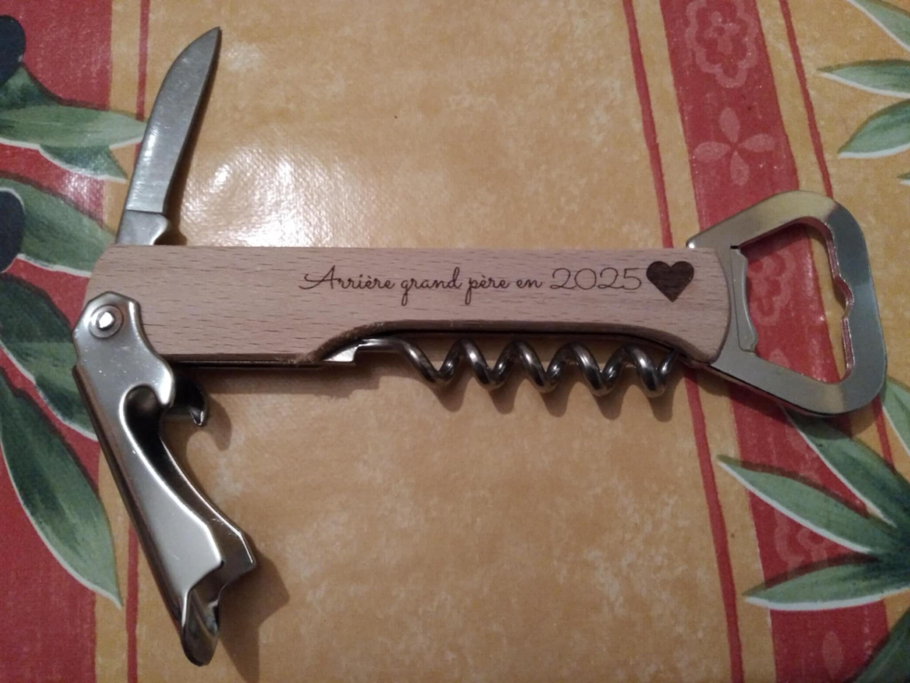 Personalized lemonade maker / Bottle opener knife Corkscrew / Father&#39;s Day gift godfather godmother / Witnesses Birthday Christmas Wedding