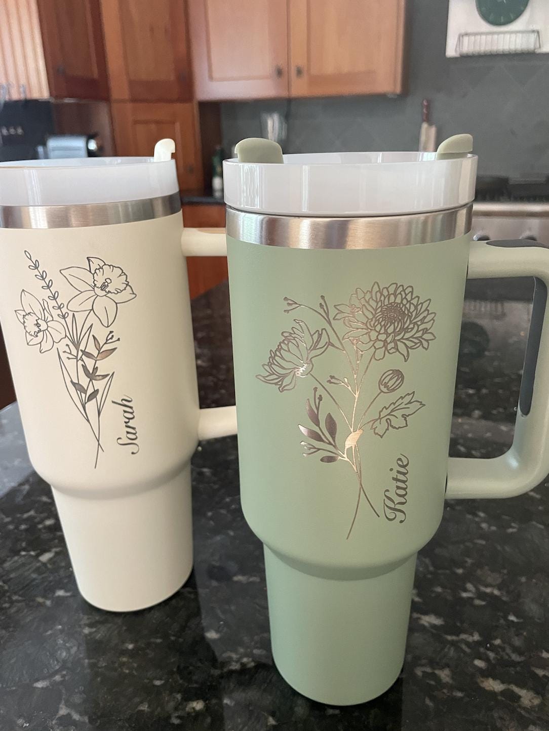 Personalized Birth Flower 40oz Tumbler | Custom Bridesmaid, Mom, Gift for Girls' Trip & Vacation