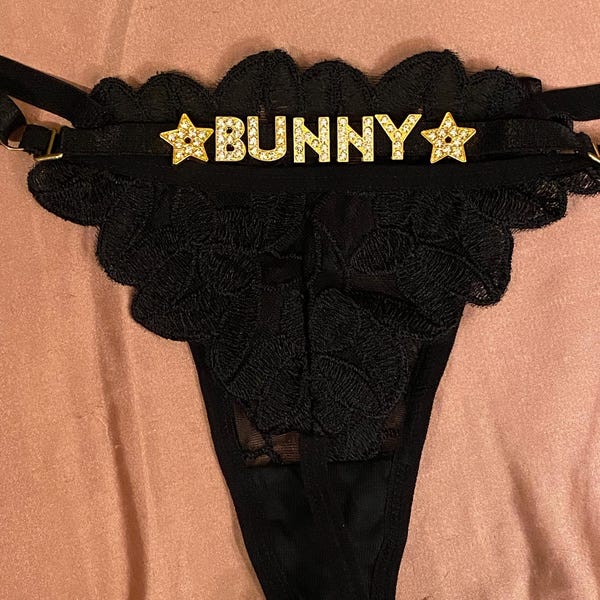 Custom Thong G-strings With Gold Charms Name • Personalized Thong With ...