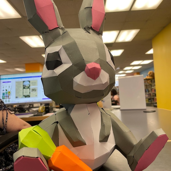 Bunny Papercraft 3D DIY Low Poly Paper Crafts Easter Rabbit Decor Model ...