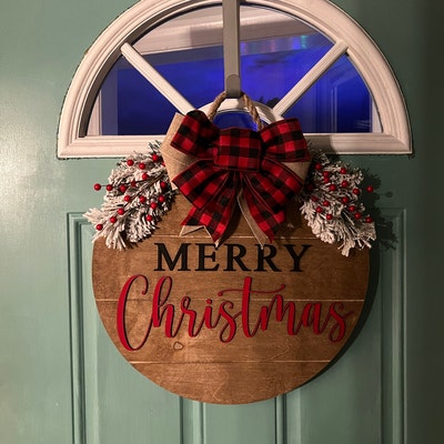 Christmas Door Hanger, Christmas Front Door Decor, Shiplap Style ...