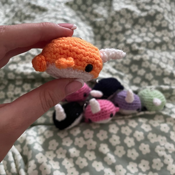 Little Tiny Cute Crochet Narwhales Stuffies Keychain Gift Kawaii Hand ...