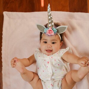 Bandeau Licorne à Paillettes Avec Corne – Accessoire Cheveux Fille, Anniversaire, Fête Costumée, Couleur Vive