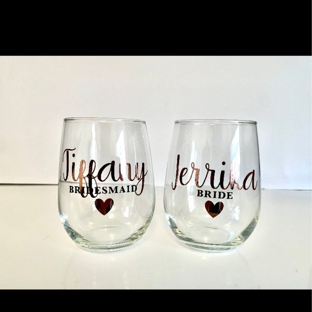 MIP Personalized Engraved Wine Glass Glasses Wedding Bridesmaid Fancy – MIP  Engraving