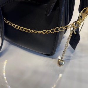 Heart Purse Charm With Clip and Chain Vintage Brass Heart