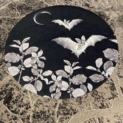 Gothic Bats Rug Round Bat Rug Round Gothic Rug Witchy Round Rug Dark ...