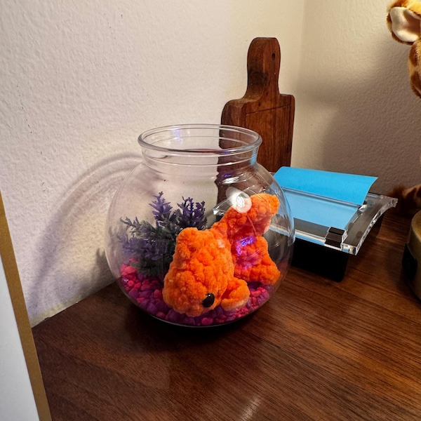 Image result for Mini Stress Free Pet Goldfish, Handmade Crochet Fish in a Bowl, No ...
