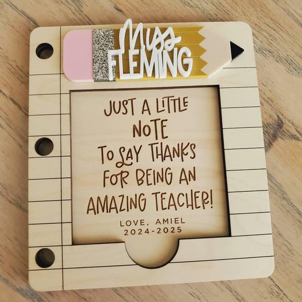 Teacher Sticky Note Pad Holder Gift, Personalized Teacher Desk Gift ...