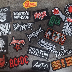 Lot of 20 rock and metal patches iron on sew on - Quarter For Scale Only