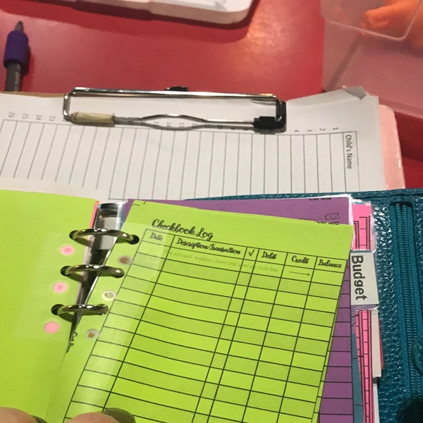 Binder Size Checkbook Register Printable