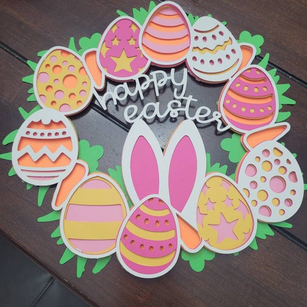 3D Happy Easter Wreath- Mandala Layered Digital Cut File - Etsy