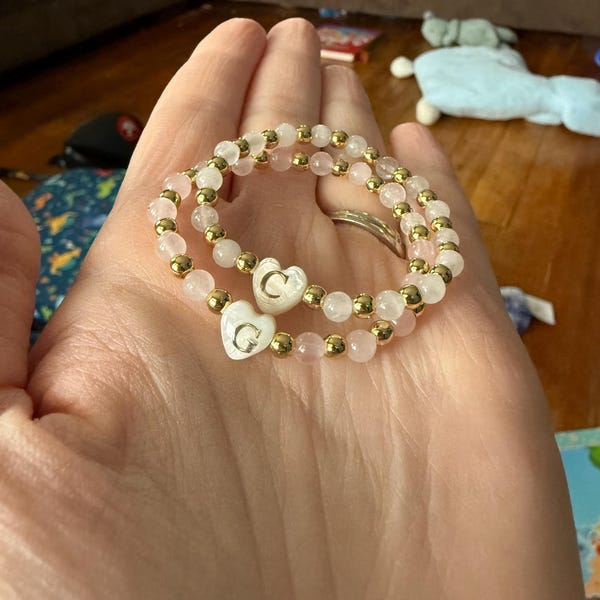 thumbnail image 2 of Virgin Mary Rosary Stretch Bracelet - Ave Maria Rose Charm & Cross, 3 Color Options 2 of 13